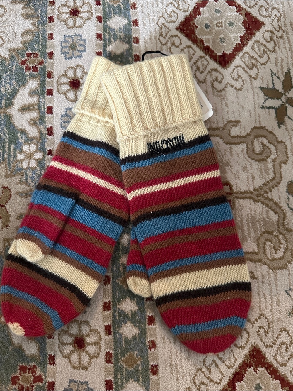 Vintage Moschino Multicolor Striped Knit Mittens